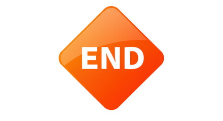Isolated END Sign in Orange Diamond