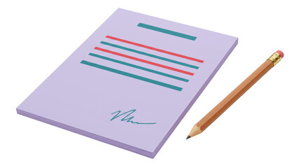 Isolated Notepad and Pencil