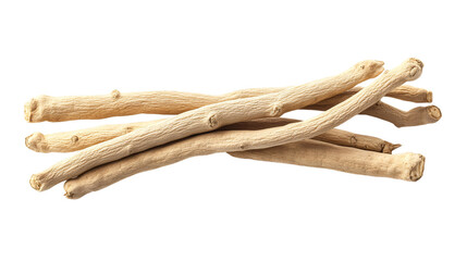 Ayurvedic Ashwagandha Root on White Background Isolated