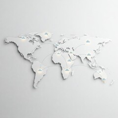 Simple Tech Map Glowing Cloud Network Soft White Background SaaS Branding