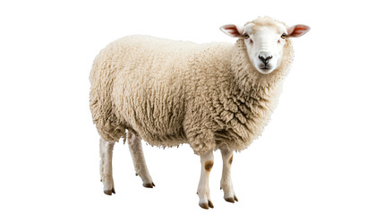 Fototapeta premium Sheep Isolated on White Background - Professional Stock Photo