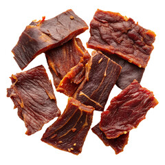 set of beef jerky pieces no background in PNG format.	