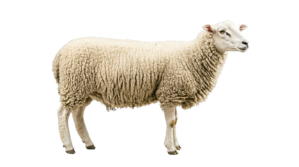 Cute White Sheep Isolated on White Background for Design Projects
