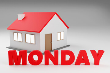 Red Word, A 3D Illustration of the Word Monday on black background