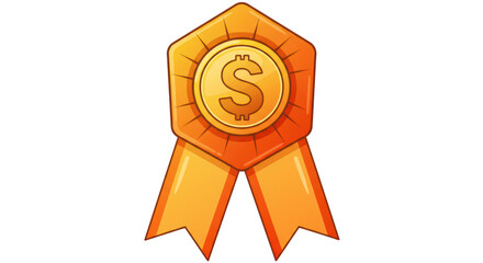 Isolated Award Ribbon with Dollar Sign