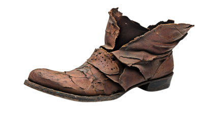 Vintage Torn Boot Isolated on White Background for Creative Design Projects