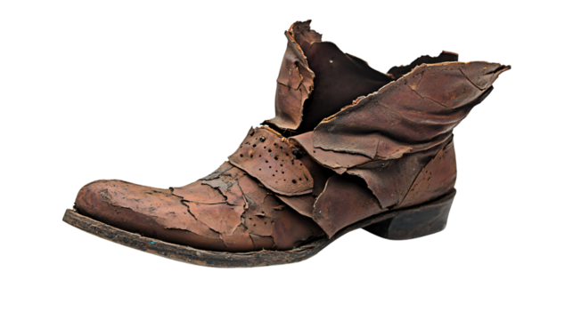 Vintage Torn Boot Isolated on White Background for Creative Design Projects