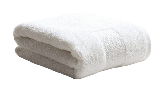 Luxurious White Towel on White Background for Spa and Bathroom Concept