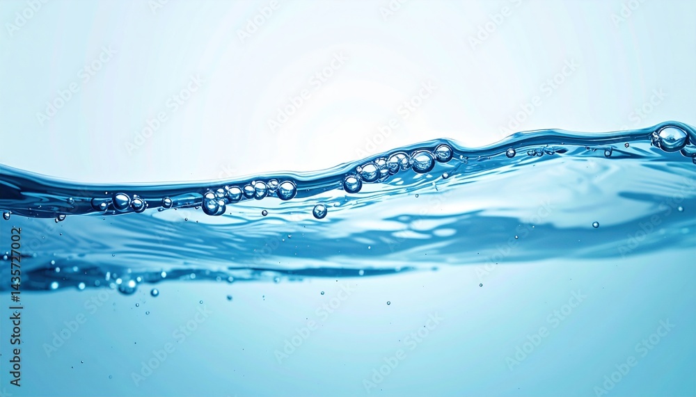 Poster dynamic water surface action underwater splashing waves aquatic environment close-up view fluid dyna