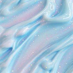 Light blue cosmetic cream texture with shimmering pastel pink glitter