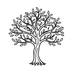 Obraz premium Minimalist black and white tree with leaves vector illustration design for creative projects