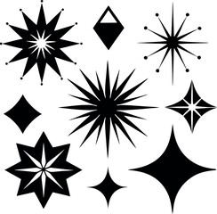 Sparkles Set Silhouette Vector – Simple Black Decorative Element Illustration