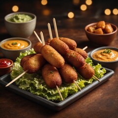 Mini Corndogs with Ketchup and Mustard &ndash; Classic Fair Food in Full HD