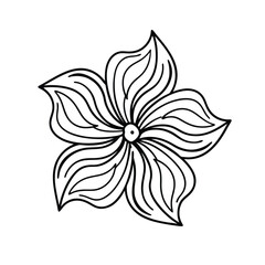 Simple minimalist flower illustration design with black outlines on white background