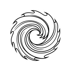Abstract vortex swirl design with sharp edge elements in black and white
