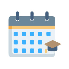 Graduation date reminder on calendar illustration with mortarboard