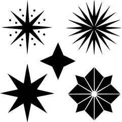 Sparkles Set Silhouette Vector – Simple Black Decorative Element Illustration