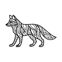Fox animal black and white line art vector illustration graphic design template isolated
