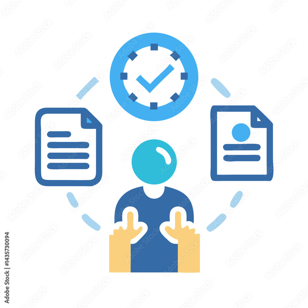Poster managing tasks effectively and completing work on time concept