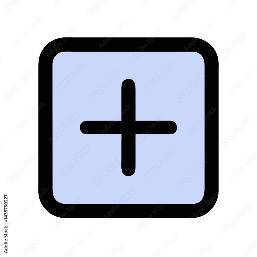 Poster simple plus sign icon on a rounded square background