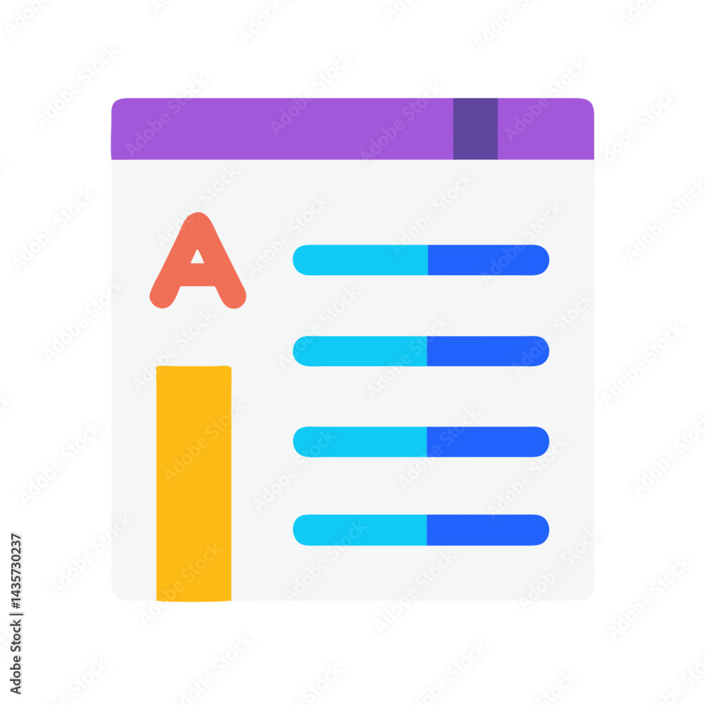 Poster abstract document icon with alphabet and data bars