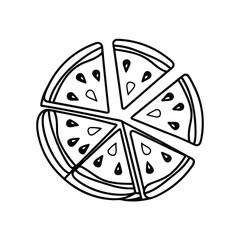 Watermelon slices black and white illustration summer fruit icon simple food drawing vector design