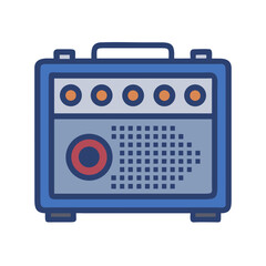 Retro cartoon amplifier with speaker and knobs illustration