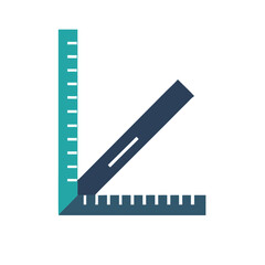 Flat design right angle ruler isolated on black background