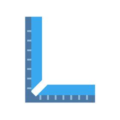 Flat icon of a set square on black background