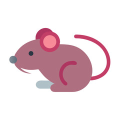 Cartoon Mouse Illustration on Black Background, Simple and Cute