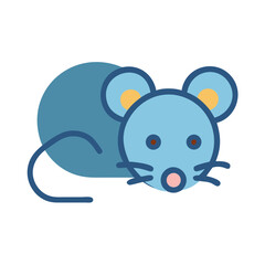 Cute cartoon mouse illustration on a black background