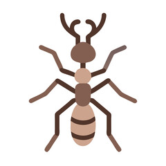 Stylized brown ant on black background insect illustration