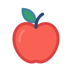 Simple red apple flat vector icon on black background
