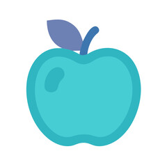 Simple apple illustration in turquoise and blue tones isolated