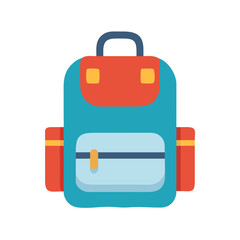 Vector illustration of a blue and red school backpack