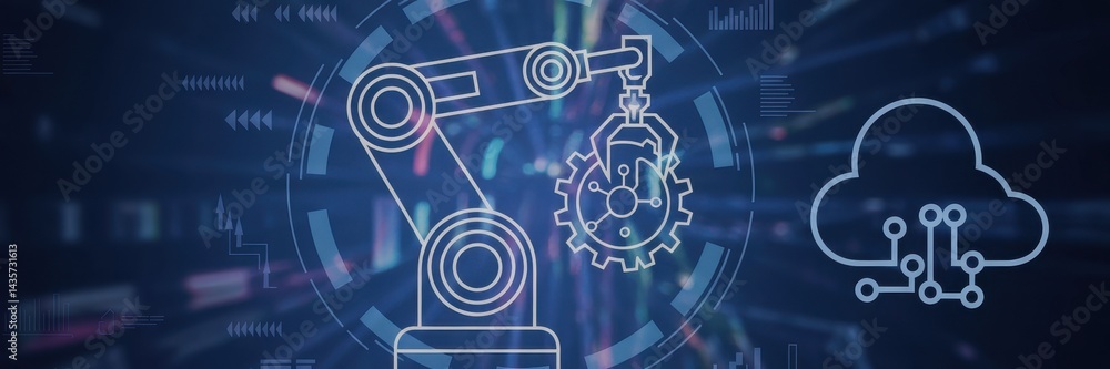 Poster industrial automation system connected to cloud computing