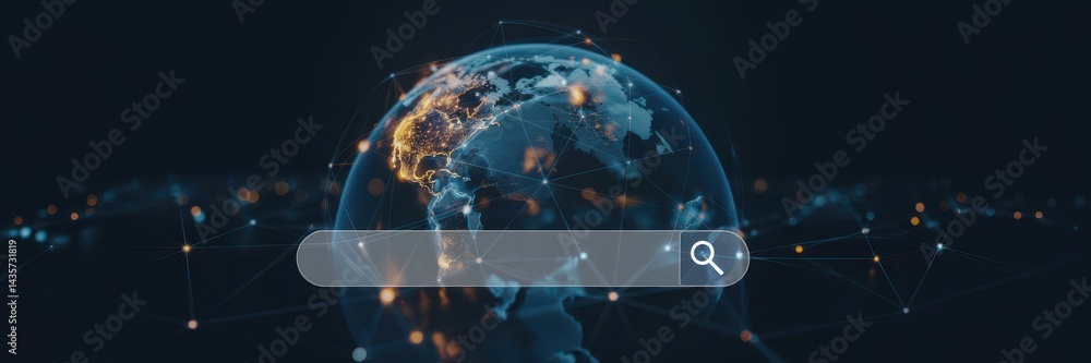 Poster global search interface with digital world map