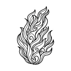 Stylized black and white fire flame graphic illustration vector design