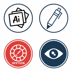 Graphic Design Icons With Adobe Illustrator File Pen Eye And Color Wheel