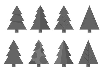 Obraz premium Christmas tree set icon. X-mas sign symbol, Tree icon. Isolated flat illustration for design. Tree Vector.