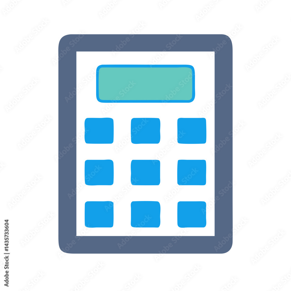 Poster stylized calculator icon with rounded edges on black background