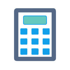 Stylized calculator icon with rounded edges on black background