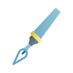 Minimalist light blue fountain pen icon on black background