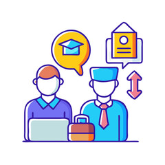 Two figures communicate about education and career opportunities