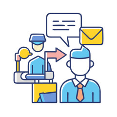 Communication assistance depicted in vibrant and modern design style