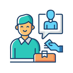 Illustration of Delivery person handing out package to client