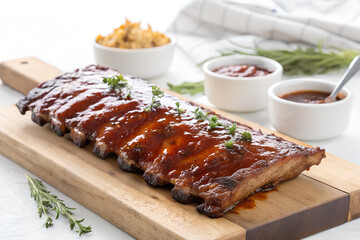 Barbecue Ribs with Sauces and Herbs