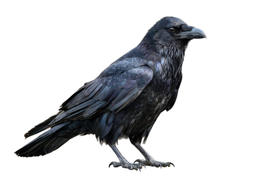 Black Raven Bird Profile Isolated on Transparent Background