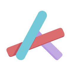 Minimalist illustration of crossed popsicle sticks on a black backdrop