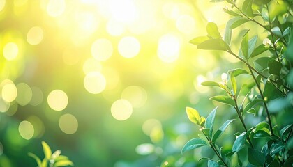 Fototapeta premium Basking in nature's glow sunlit greenery outdoor serenity close-up view lush environment vibrant concept